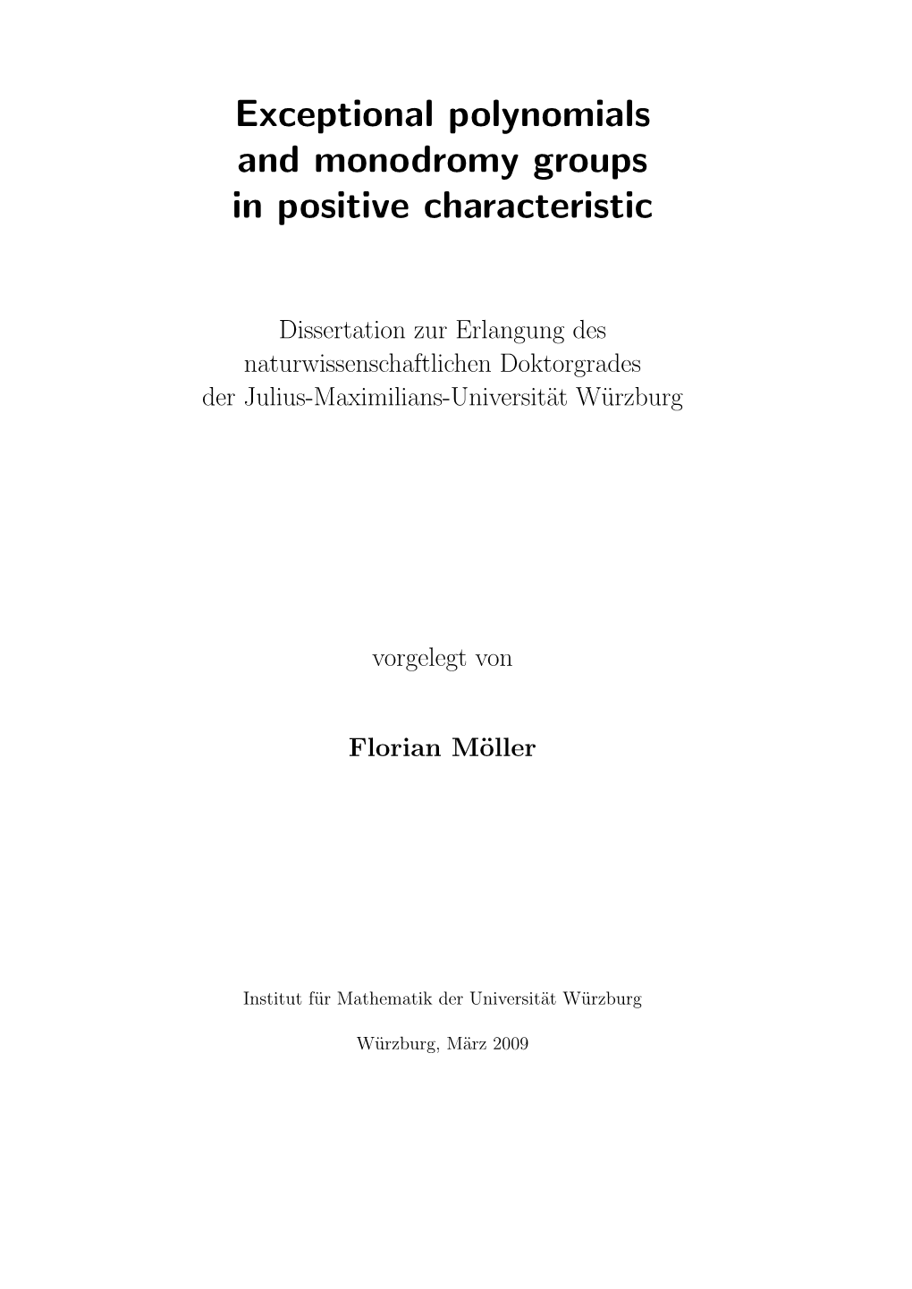 Exceptional Polynomials and Monodromy Groups in Positive Characteristic