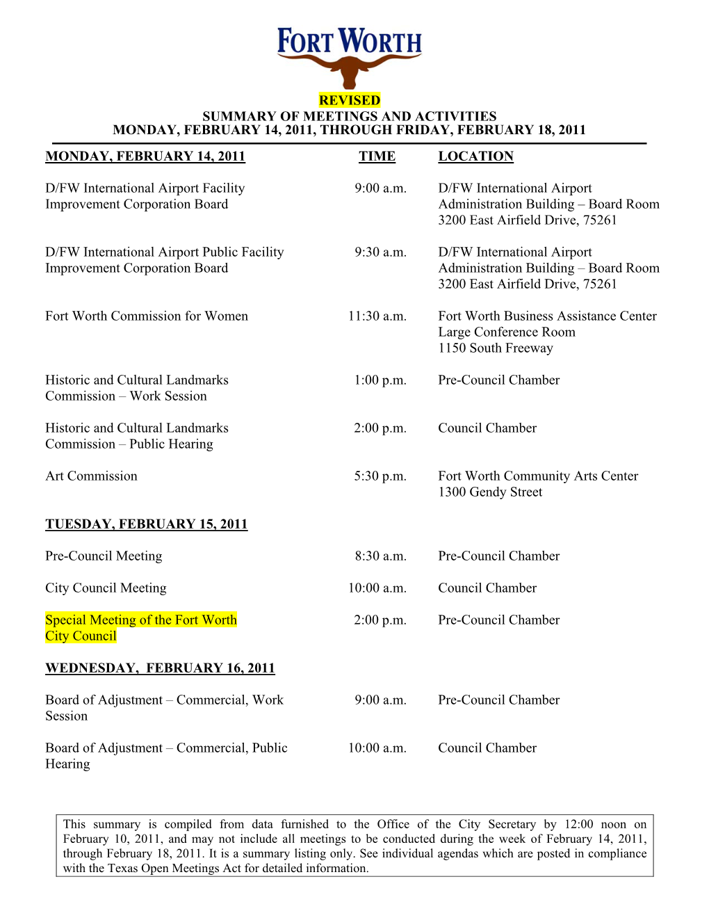 Electronic Council Packet for 02-15-2011