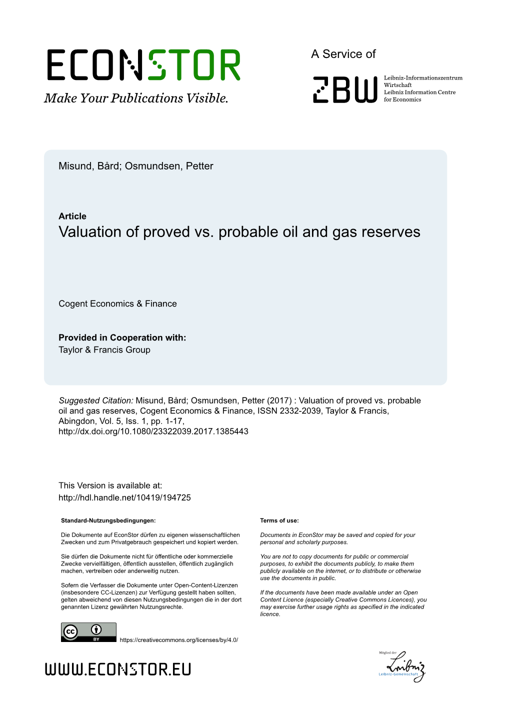 Valuation of Proved Vs. Probable Oil and Gas Reserves