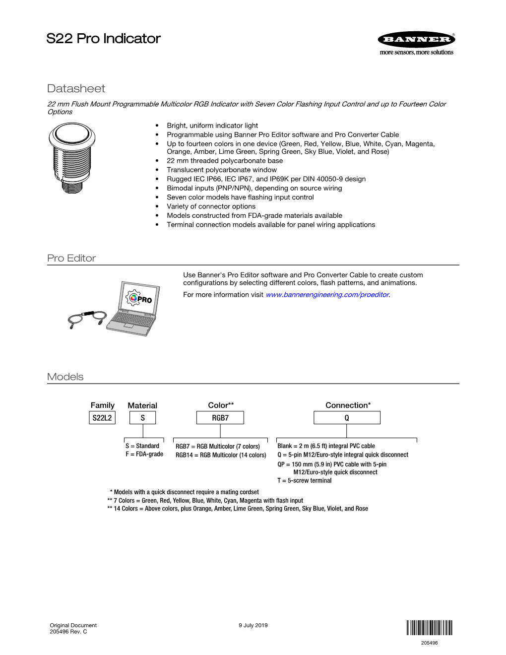 S22 Pro Indicator Datasheet