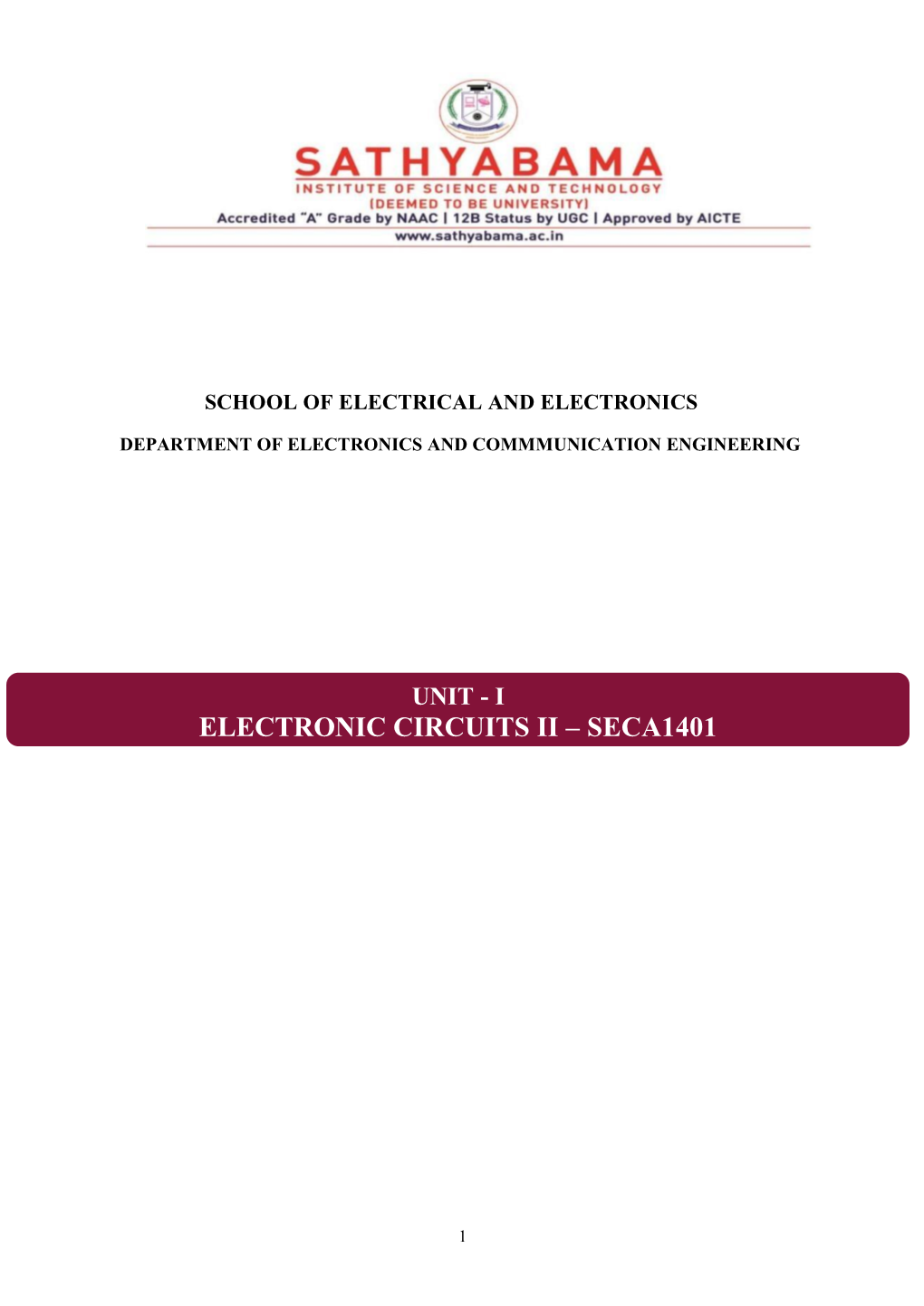 Electronic Circuits Ii – Seca1401