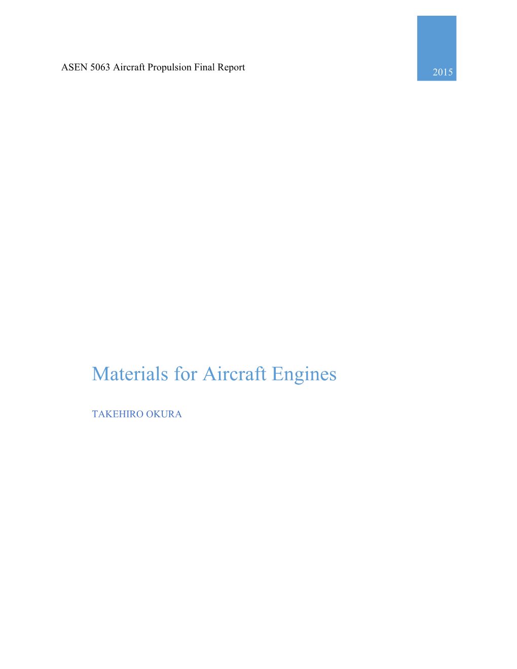 Materials for Aircraft Engines