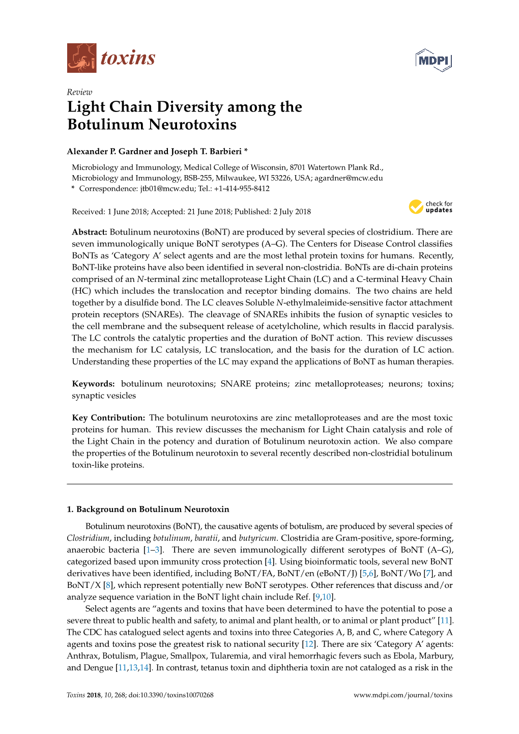 Light Chain Diversity Among the Botulinum Neurotoxins