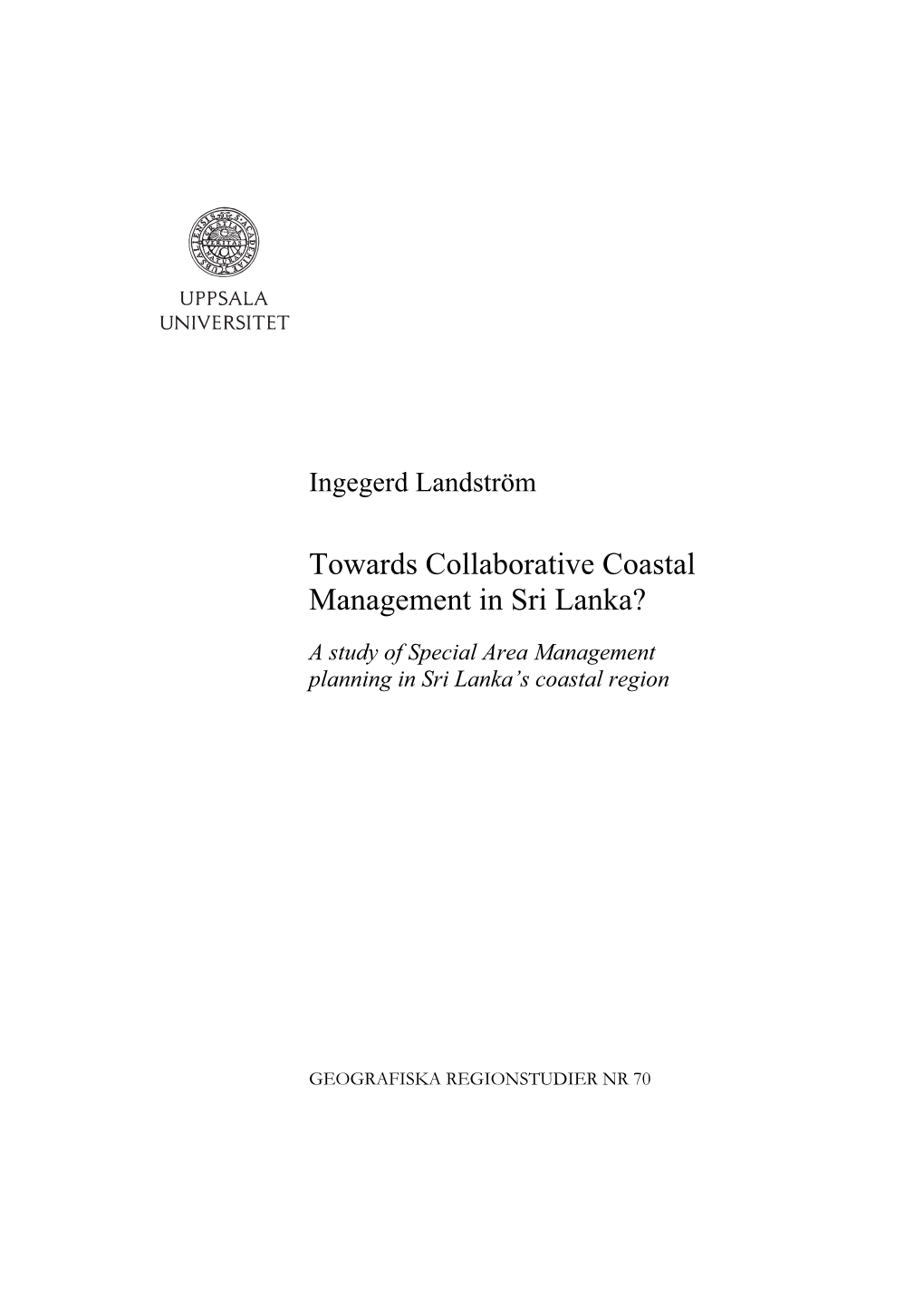 Towards Collaborative Coastal Management in Sri Lanka?