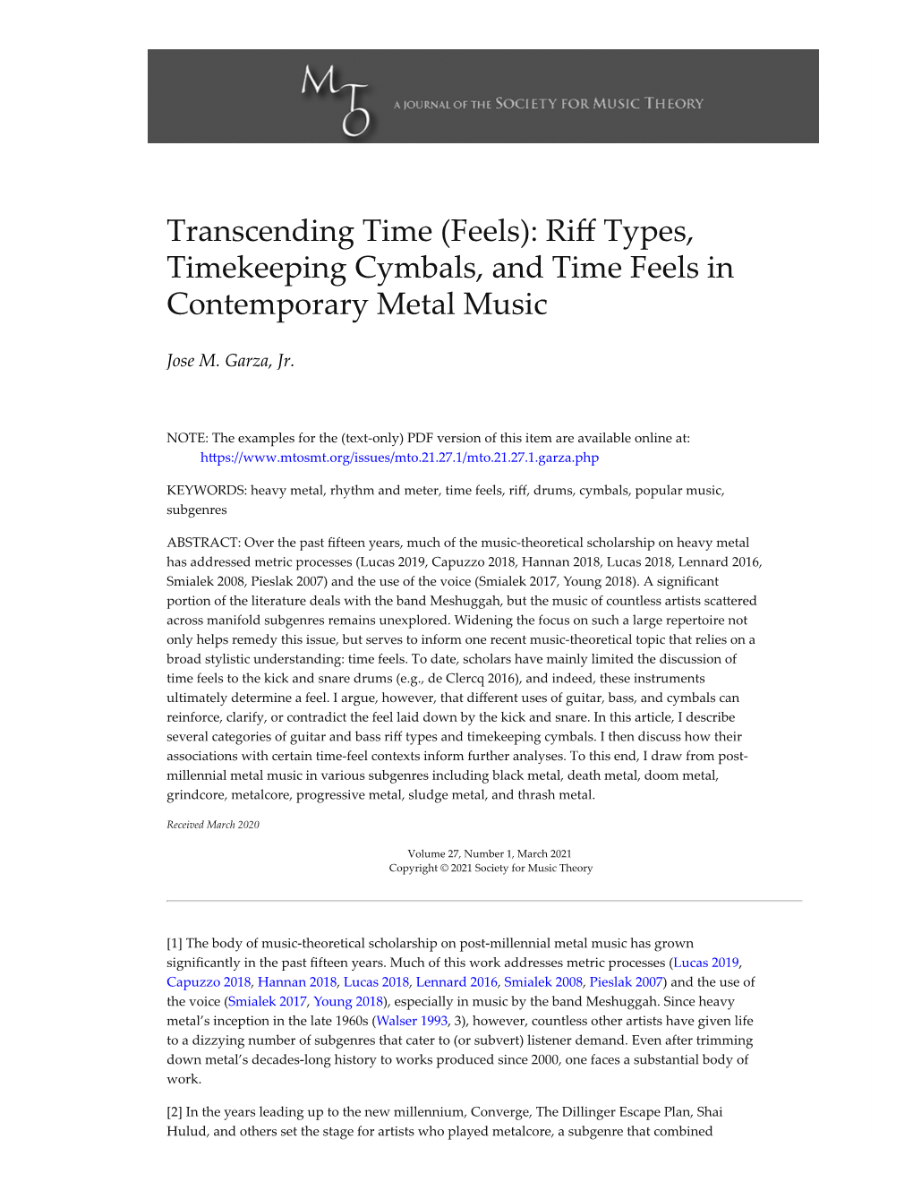 Riff Types, Timekeeping Cymbals, and Time Feels in Contemporary Metal Music