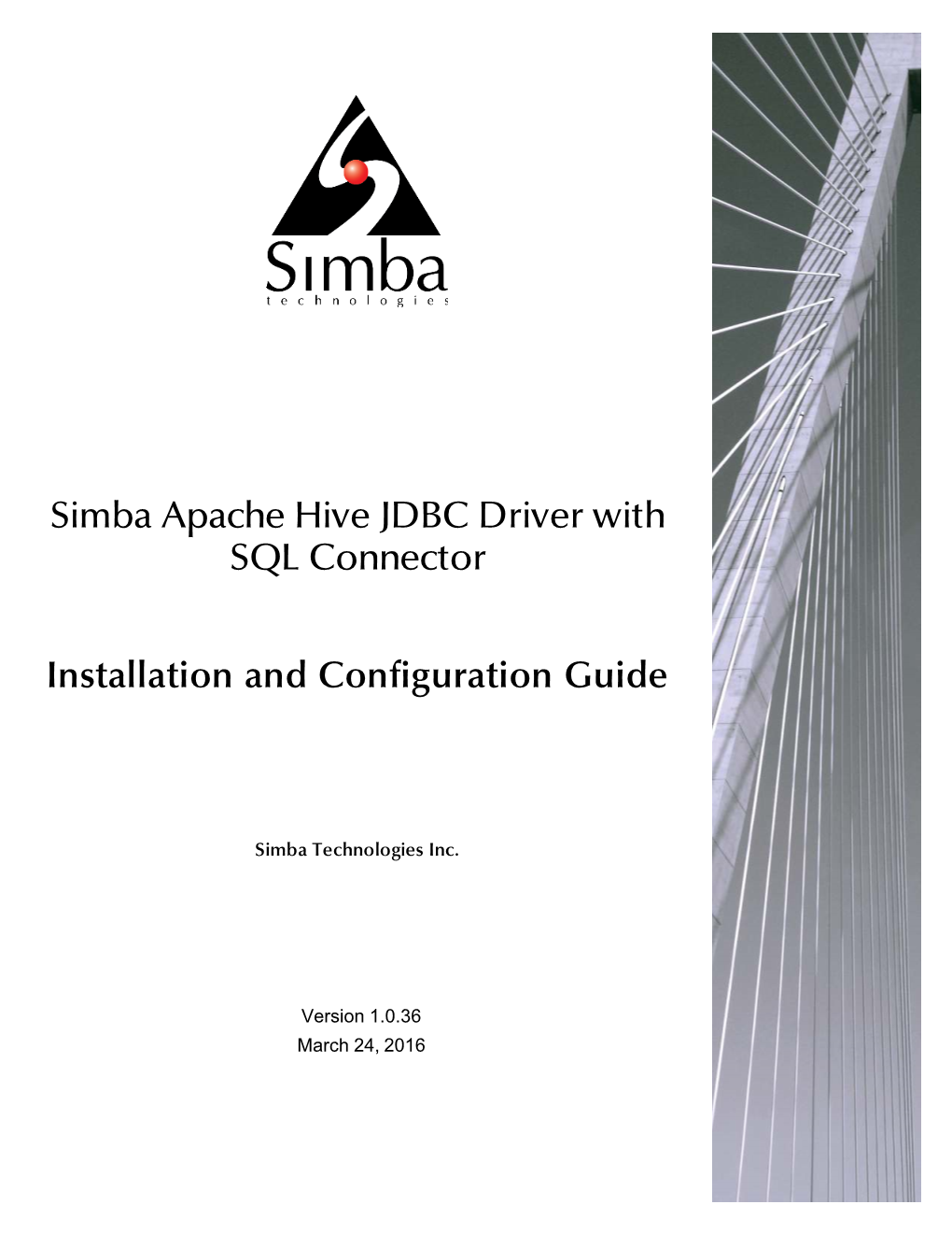 Simba Apache Hive JDBC Driver with SQL Connector Installation and Configuration Guide