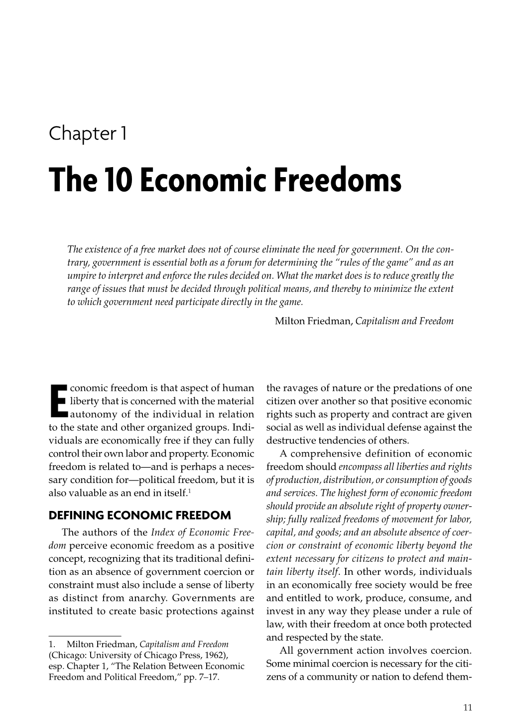 Chapter 1 – the 10 Economic Freedoms