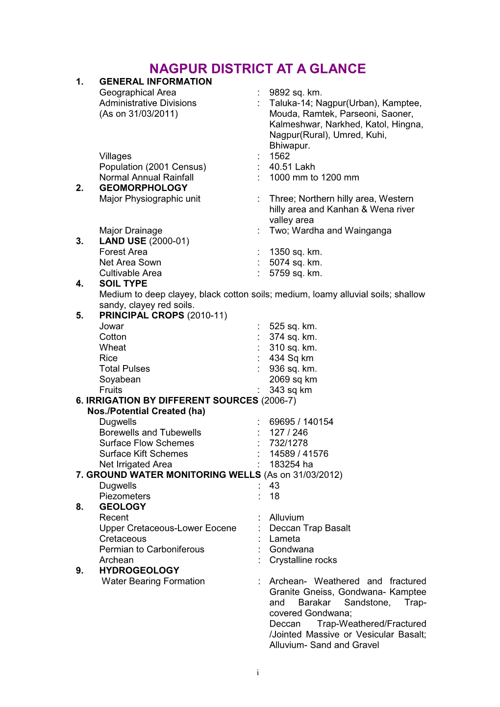 Nagpur District at a Glance 1