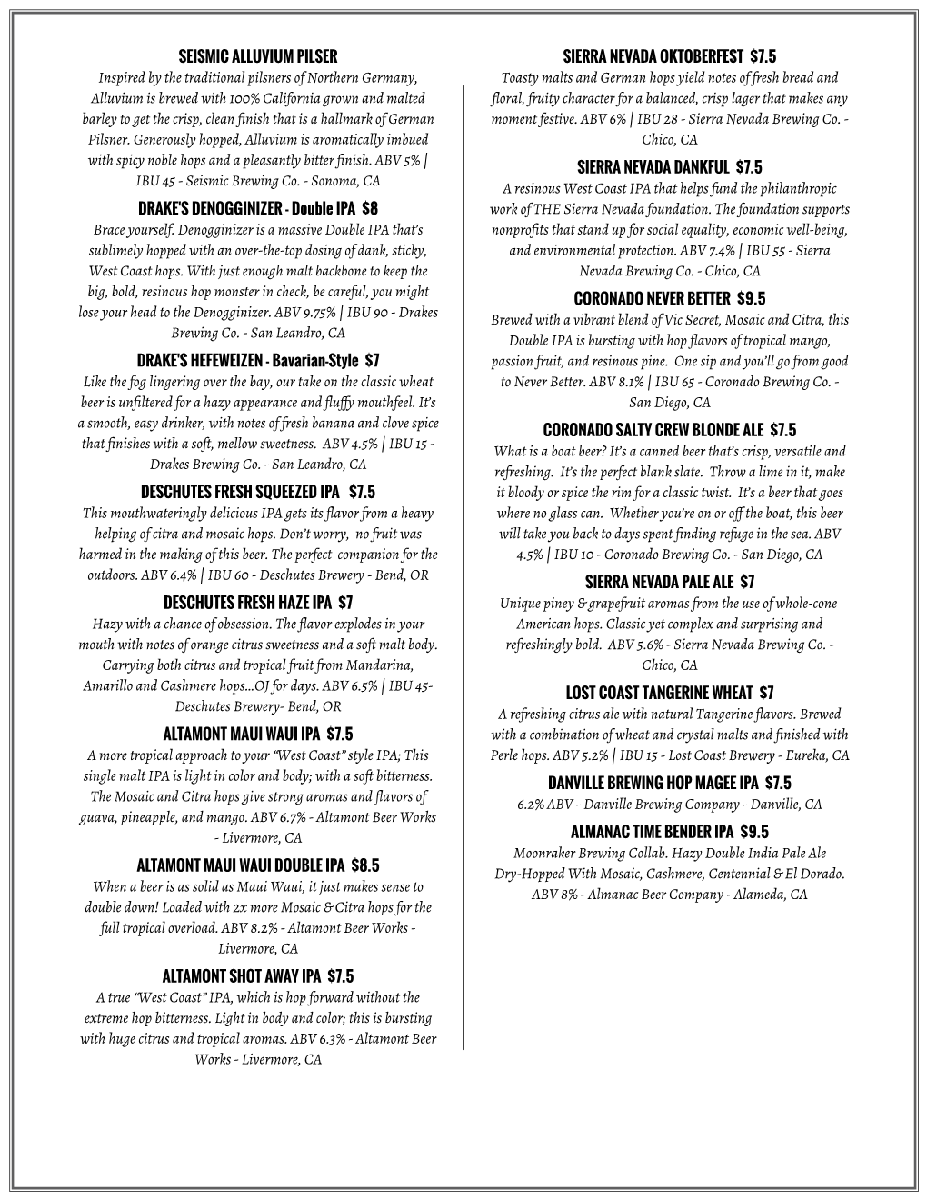 Daily Brew Menu Page 2