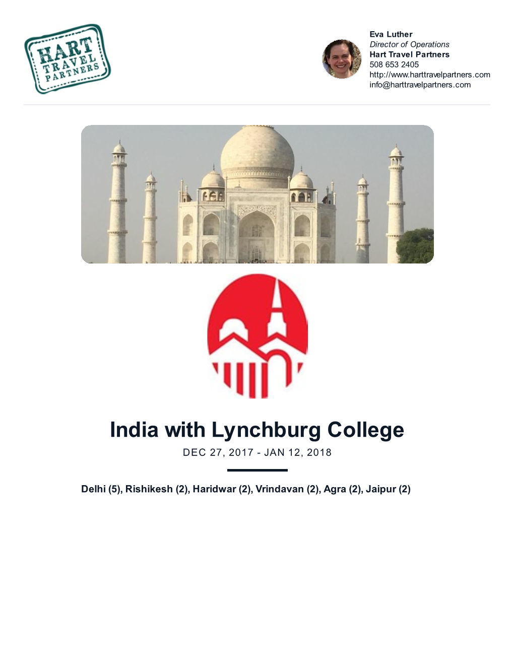 India with Lynchburg College DEC 27, 2017 - JAN 12, 2018