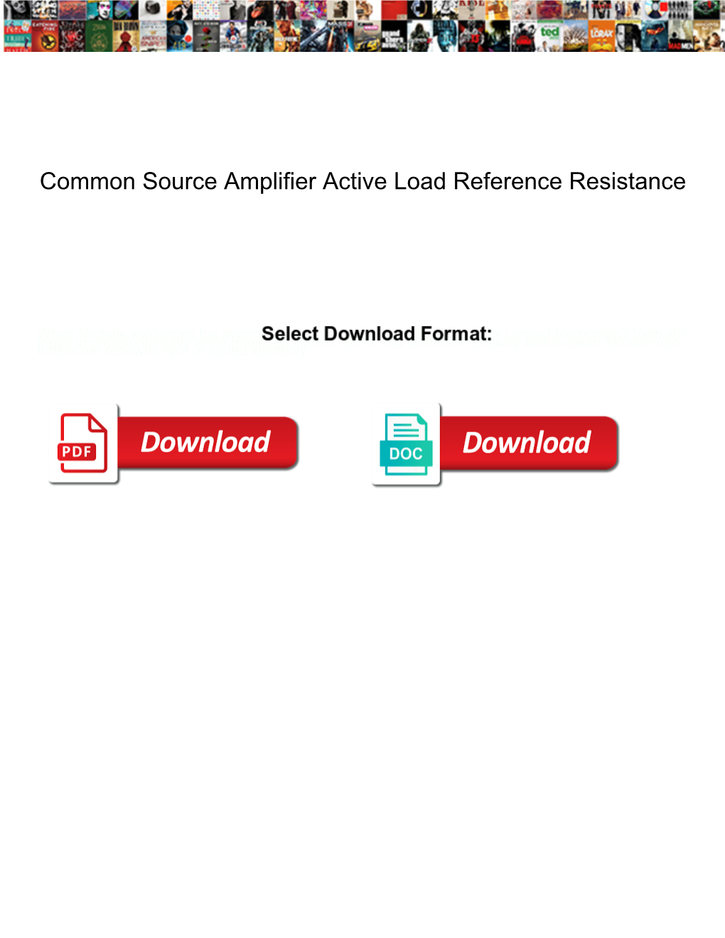 Common Source Amplifier Active Load Reference Resistance