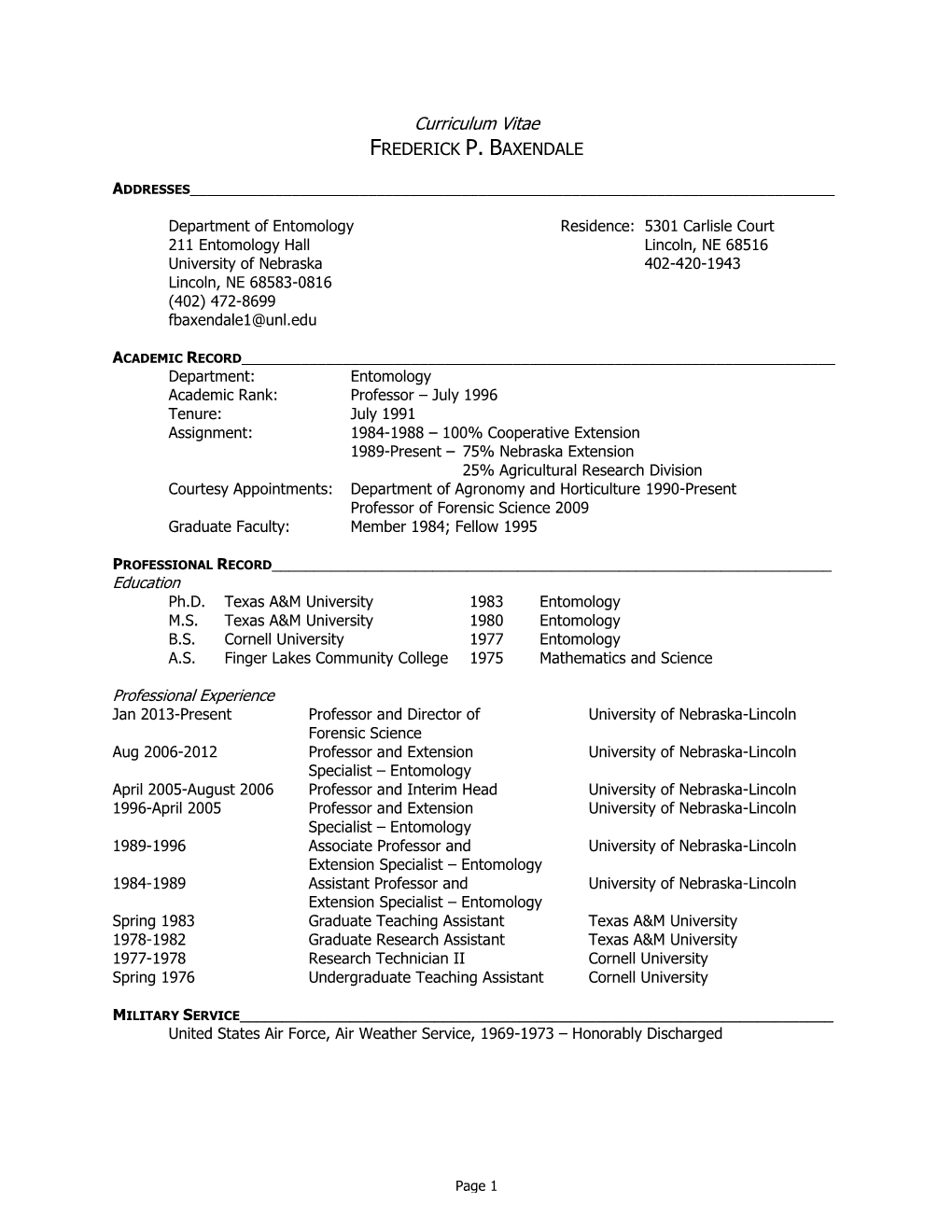 Curriculum Vitae FREDERICK P