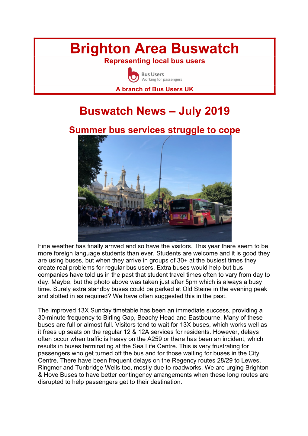 For Our July 2019 Newsletter