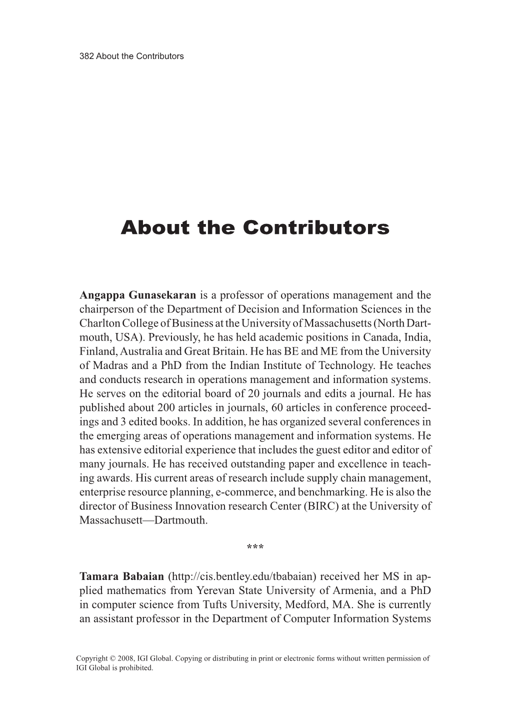 About the Contributors