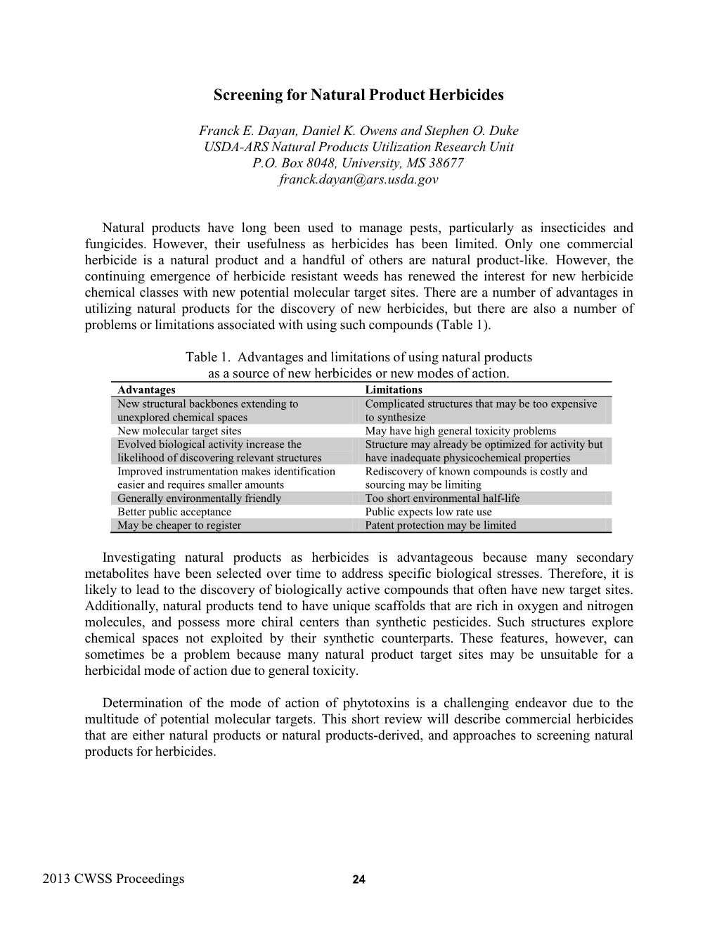 Screening for Natural Product Herbicides