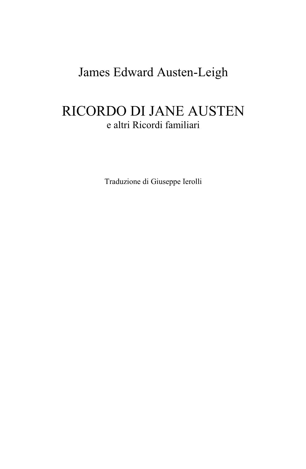 Jane Austen:I Memoir Familiari