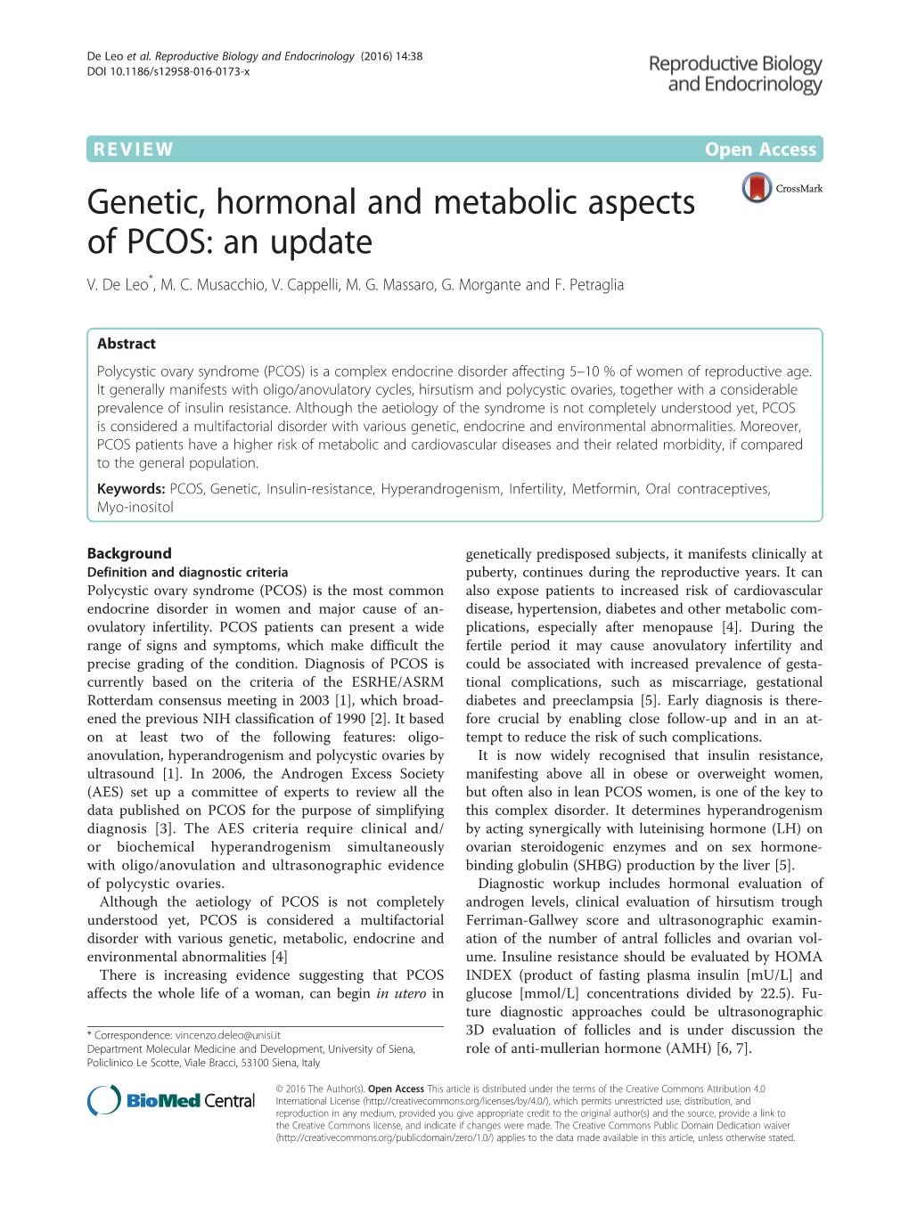 Genetic, Hormonal and Metabolic Aspects of PCOS: an Update V