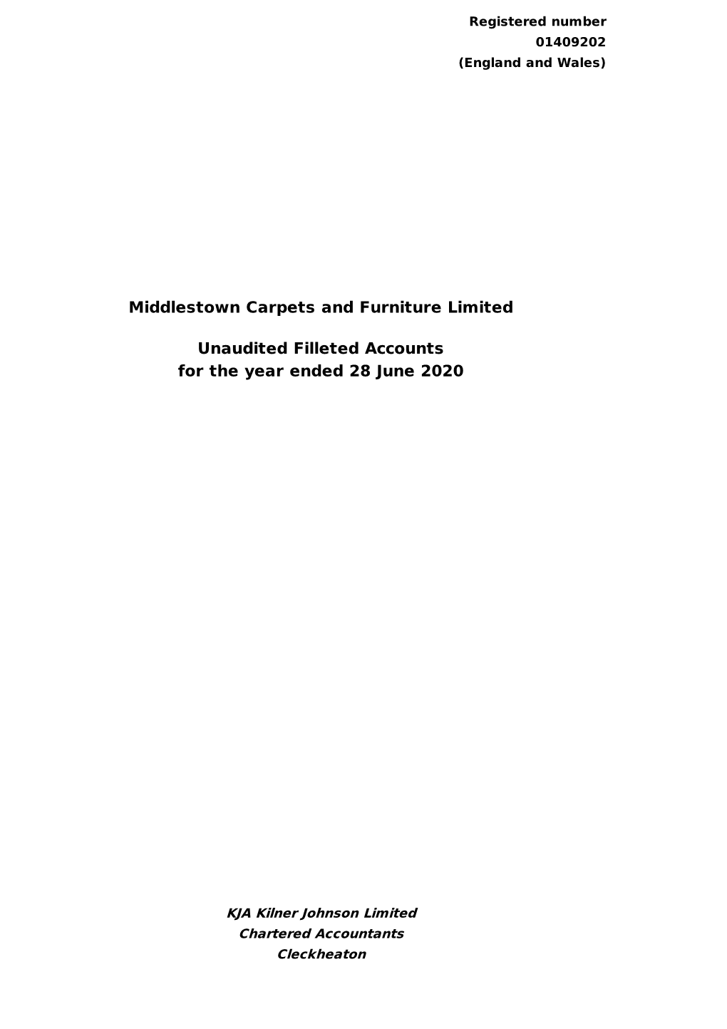 Middlestown Carpets and Furniture Limited Unaudited Filleted