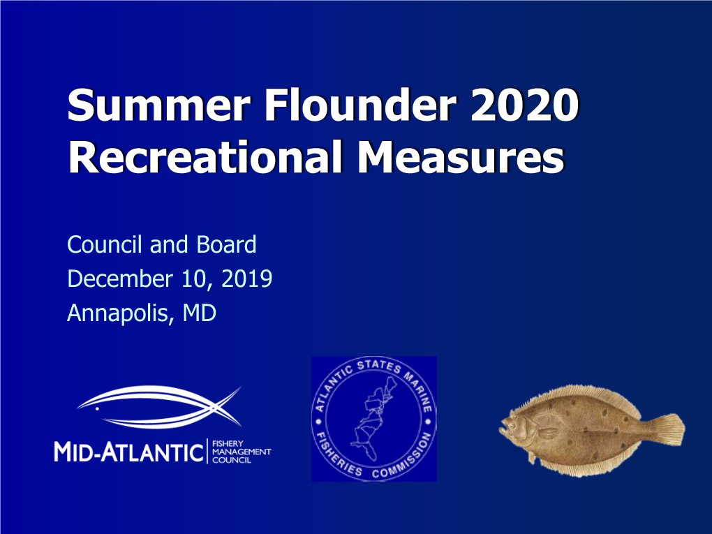 Summer Flounder 2020 Recreational Measures