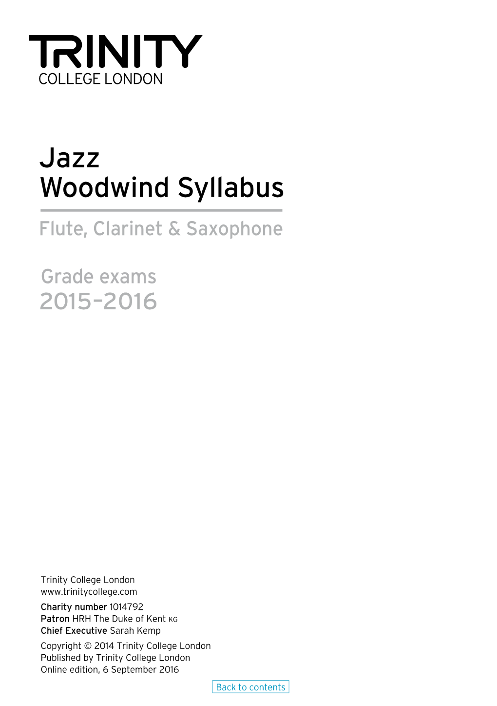 Jazz Woodwind Syllabus Flute, Clarinet & Saxophone