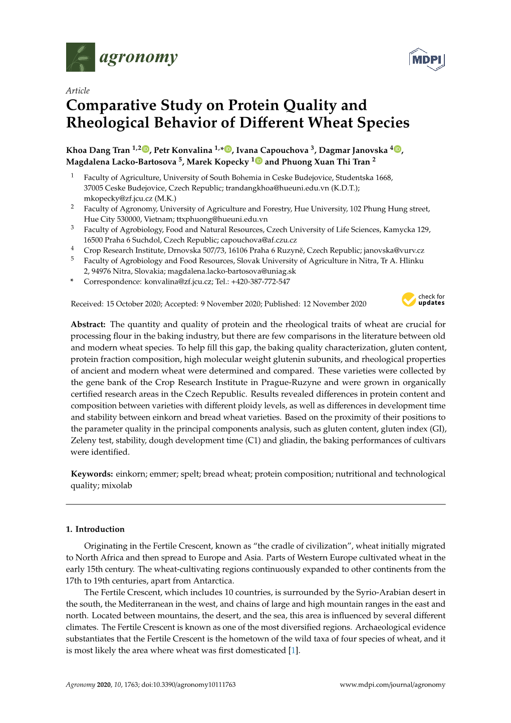 Comparative Study on Protein Quality and Rheological Behavior of Diﬀerent Wheat Species