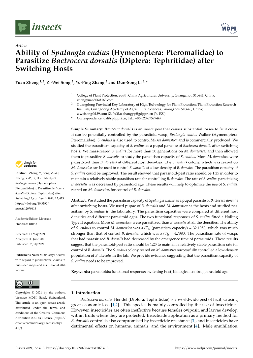 Diptera: Tephritidae) After Switching Hosts