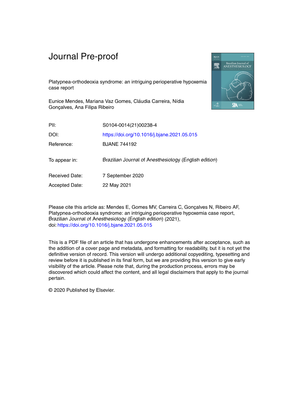 Platypnea-Orthodeoxia Syndrome: an Intriguing Perioperative Hypoxemia Case Report