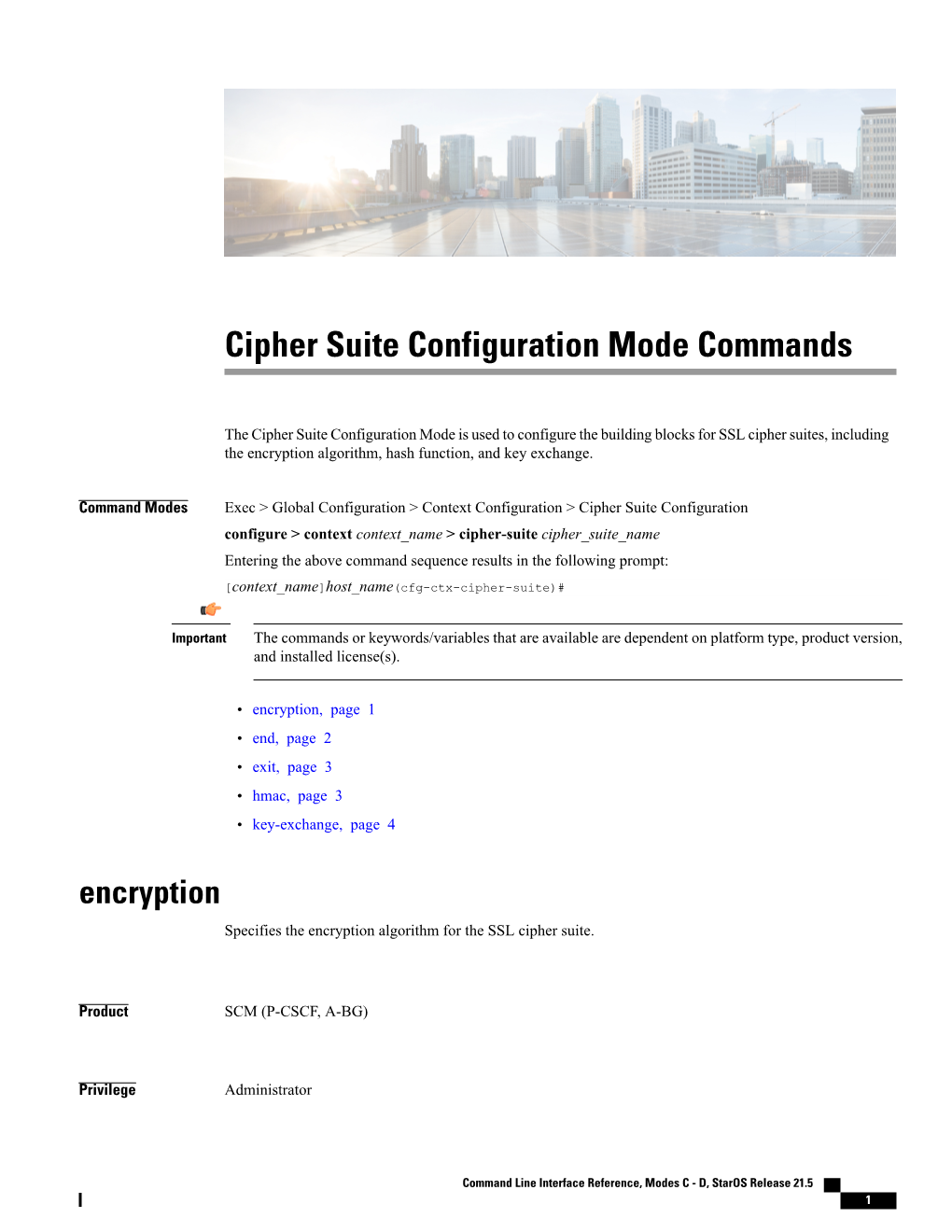 Cipher Suite Configuration Mode Commands