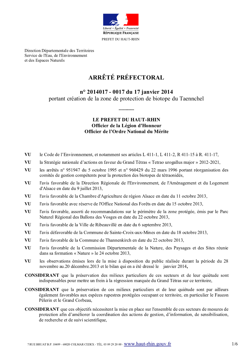 Arrêté Préfectoral