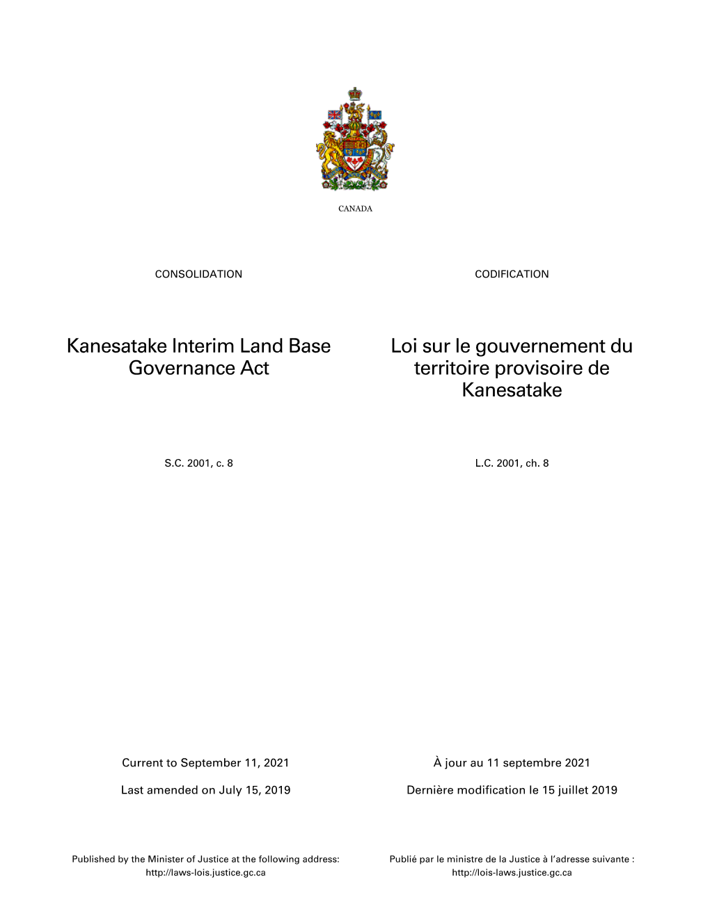 Loi Sur Le Gouvernement Du Territoire Provisoire De Kanesatake