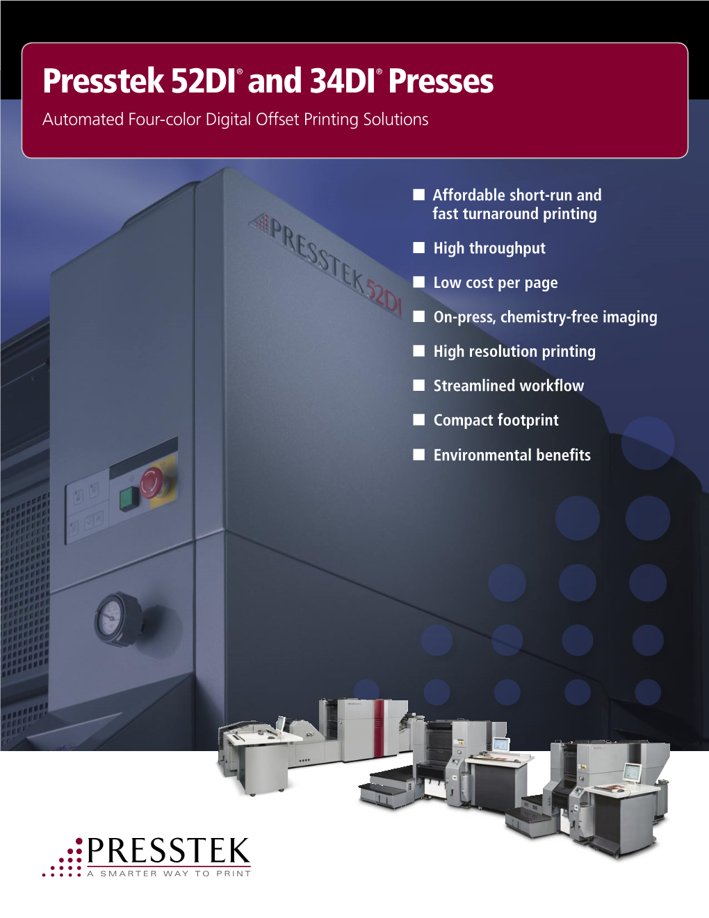 Presstek 52DI® and 34DI® Presses Automated Four-Color Digital Offset Printing Solutions
