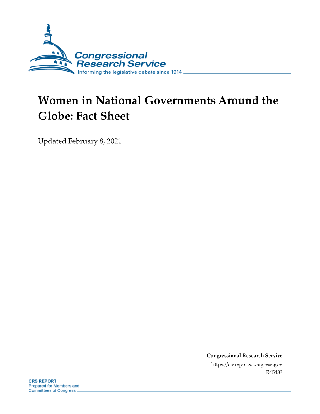 Women in National Governments Around the Globe: Fact Sheet