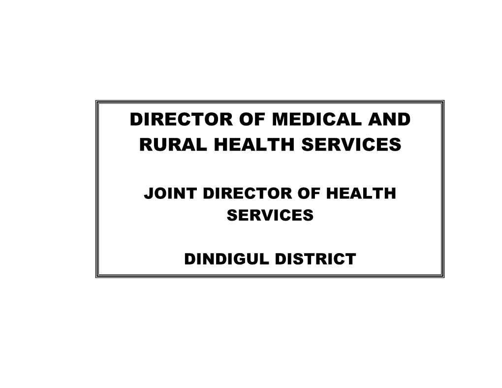 Director of Medical and Rural Health Services