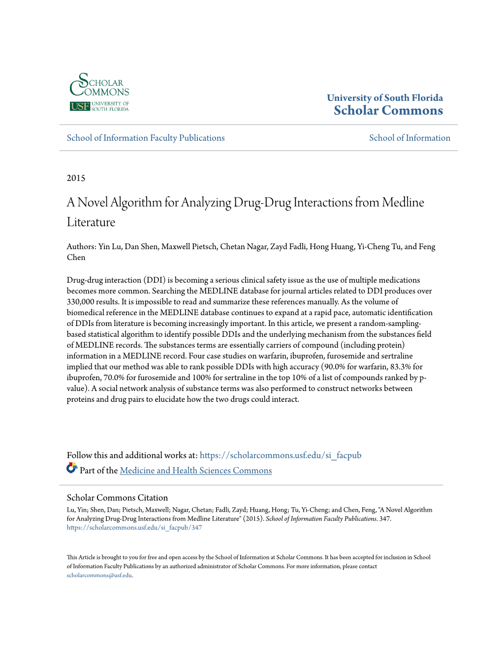 A Novel Algorithm for Analyzing Drug-Drug Interactions from Medline Literature