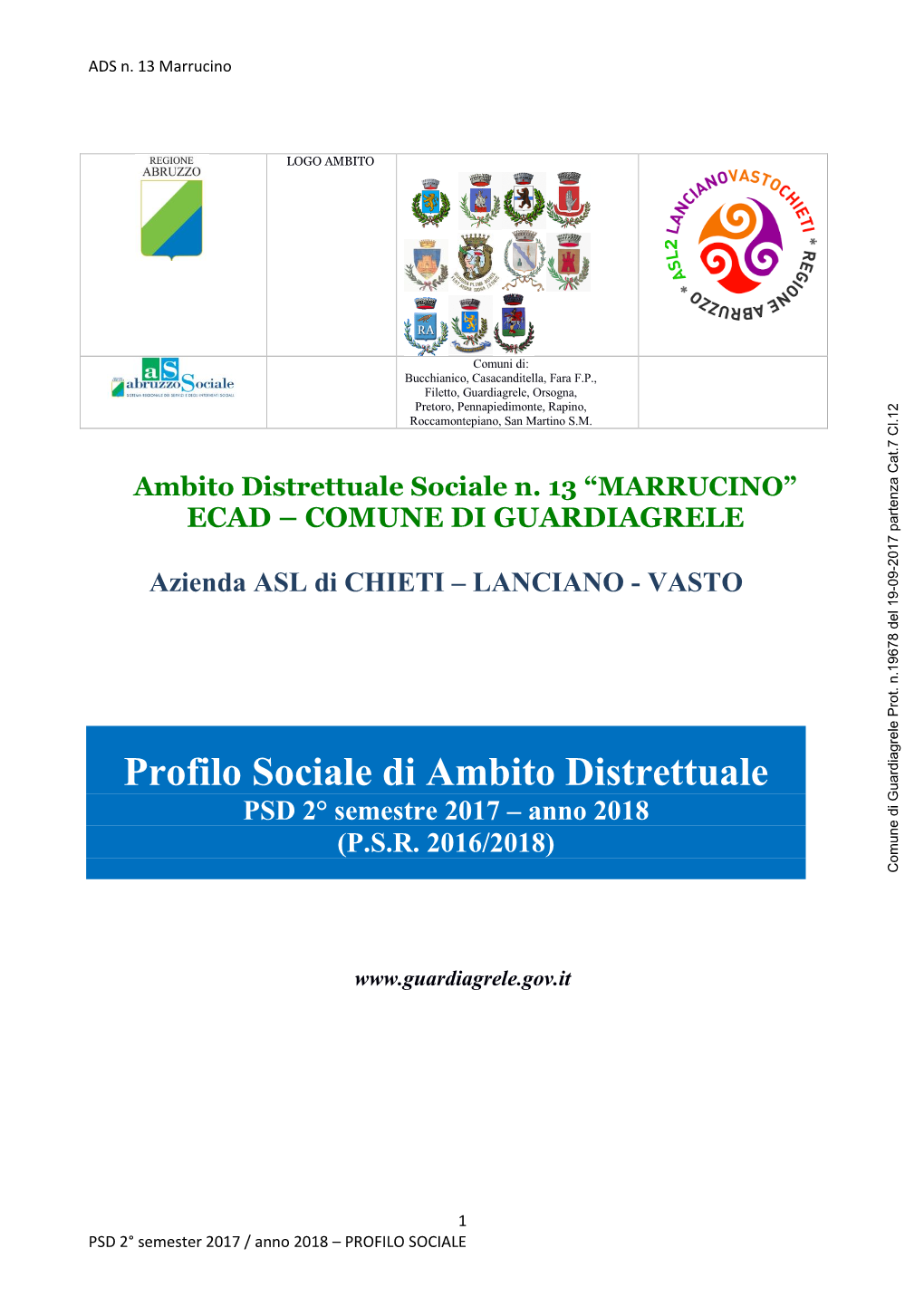 Profilo Sociale Di Ambito Distrettuale PSD 2° Semestre 2017 – Anno 2018 (P.S.R