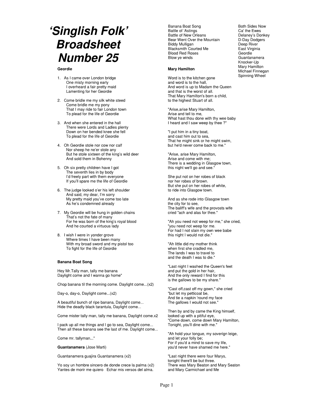 Singlish Song Book 25