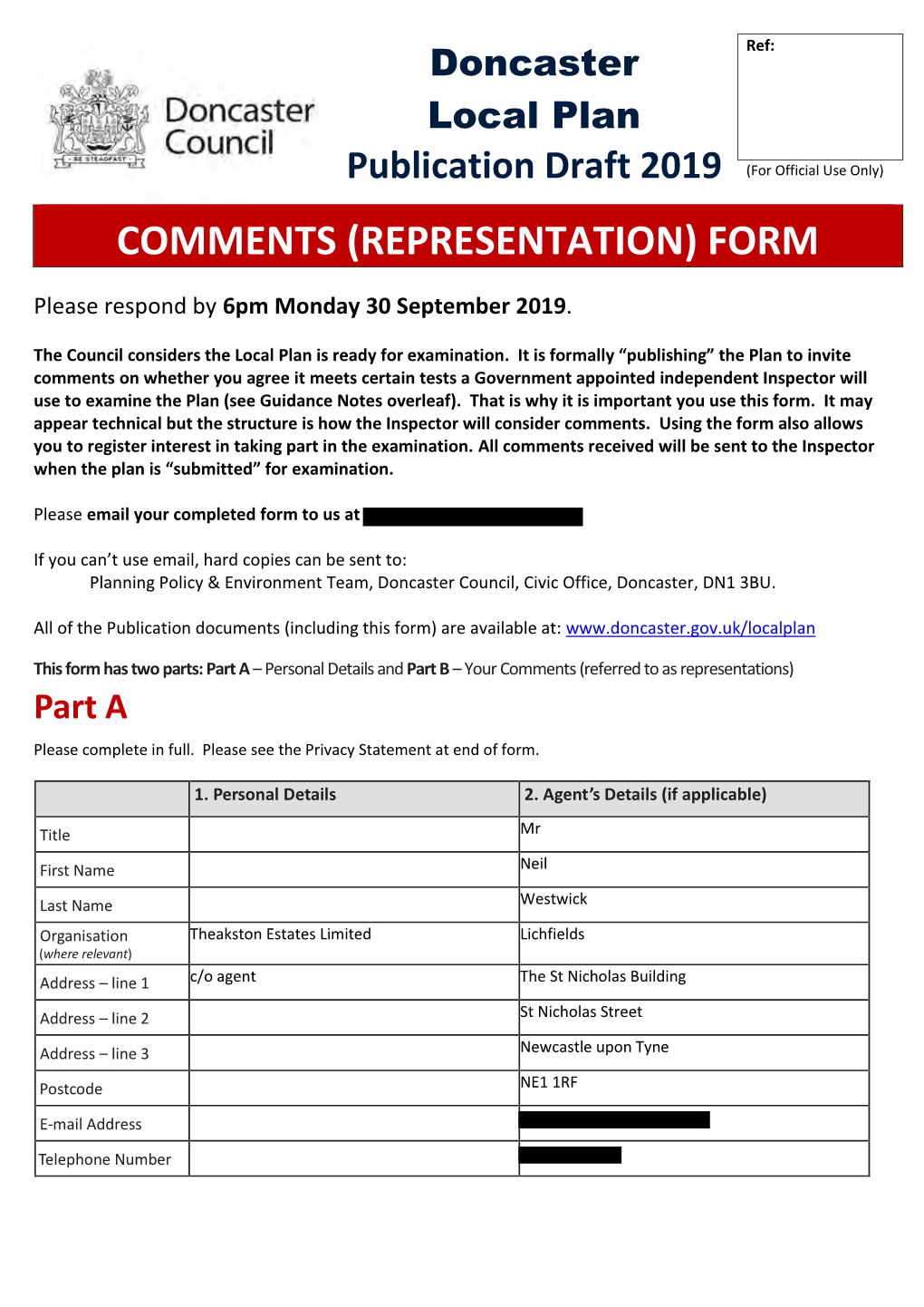 Comments (Representation) Form