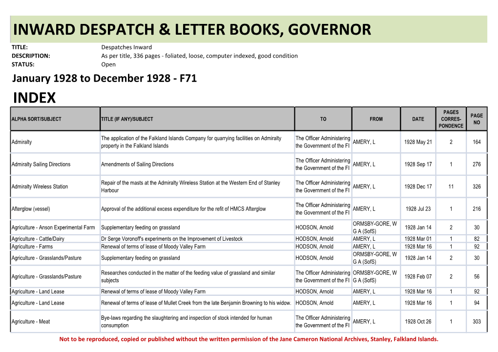 Inward Despatch & Letter Books, Governor