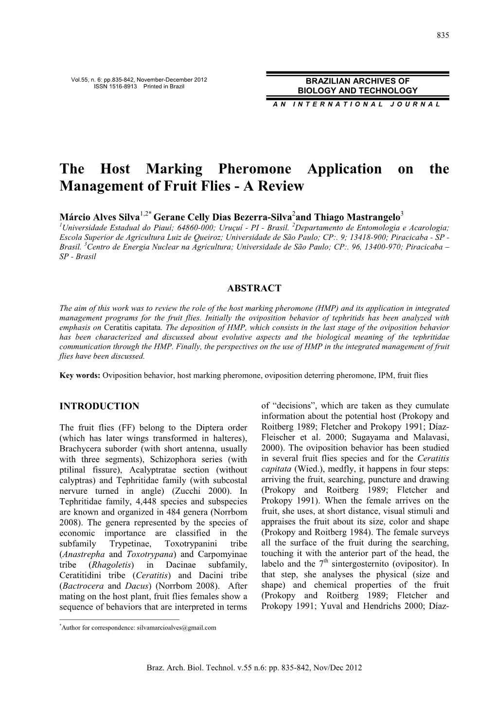 The Host Marking Pheromone Application on the Management of Fruit Flies - a Review