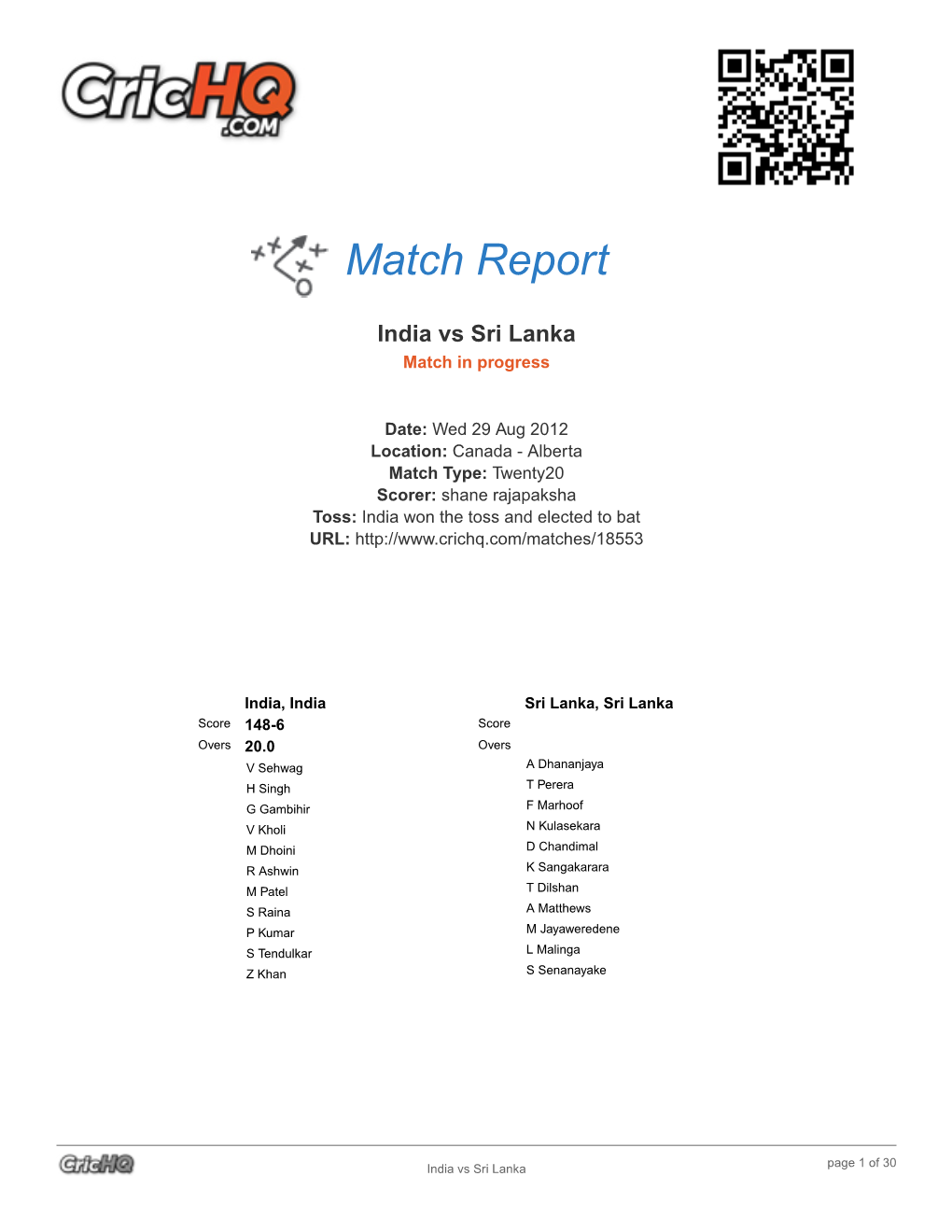 Match Report