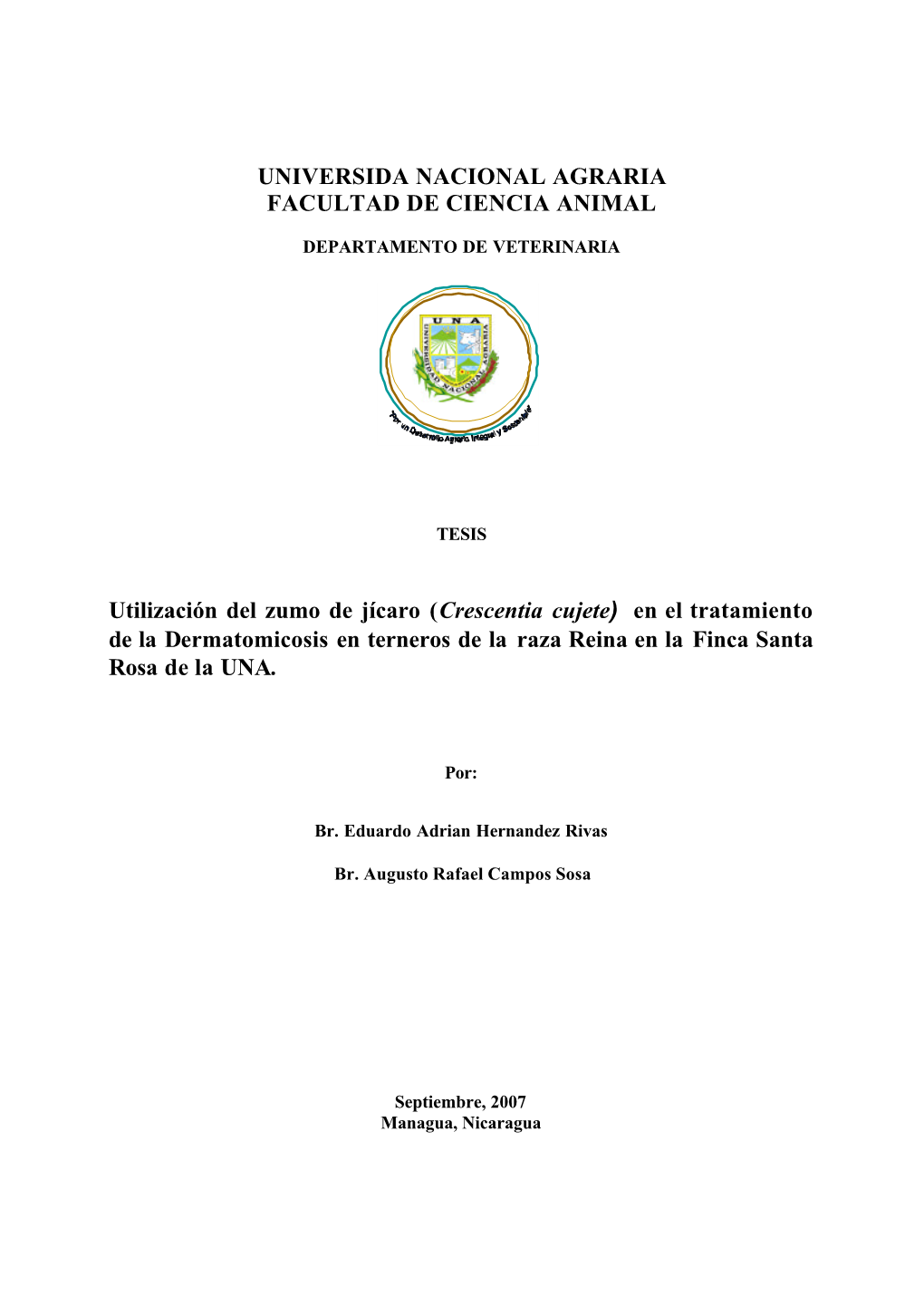 Tesis De Zumo De Jicaro Como Tratamiento Para Dermatomicos…