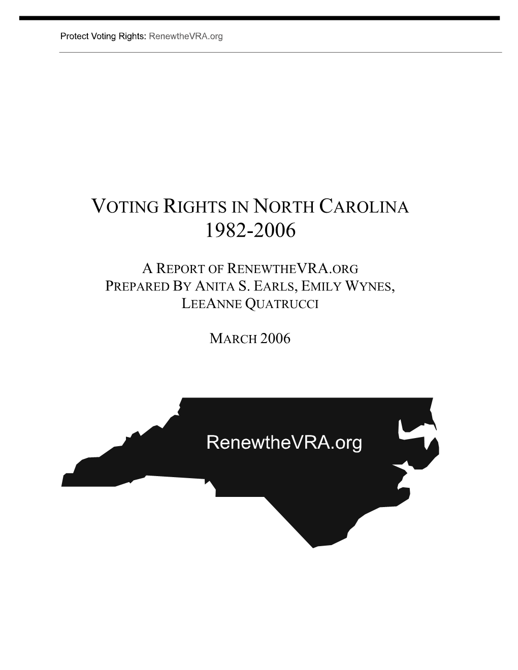 Voting Rights in North Carolina 1982-2006