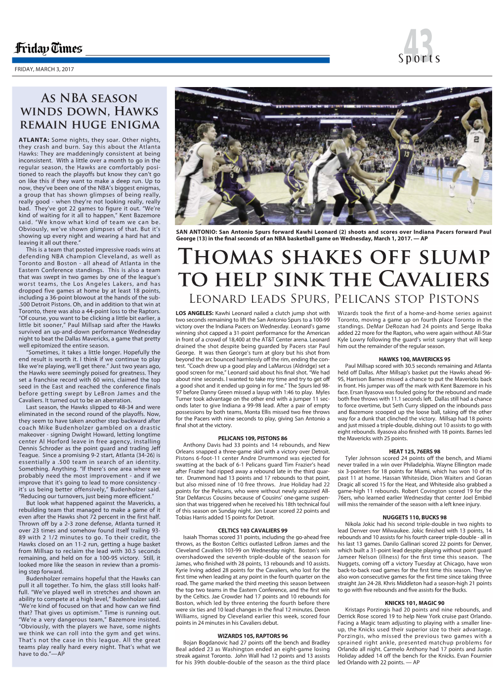 Thomas Shakes OFF Slump to Help Sink the Cavaliers