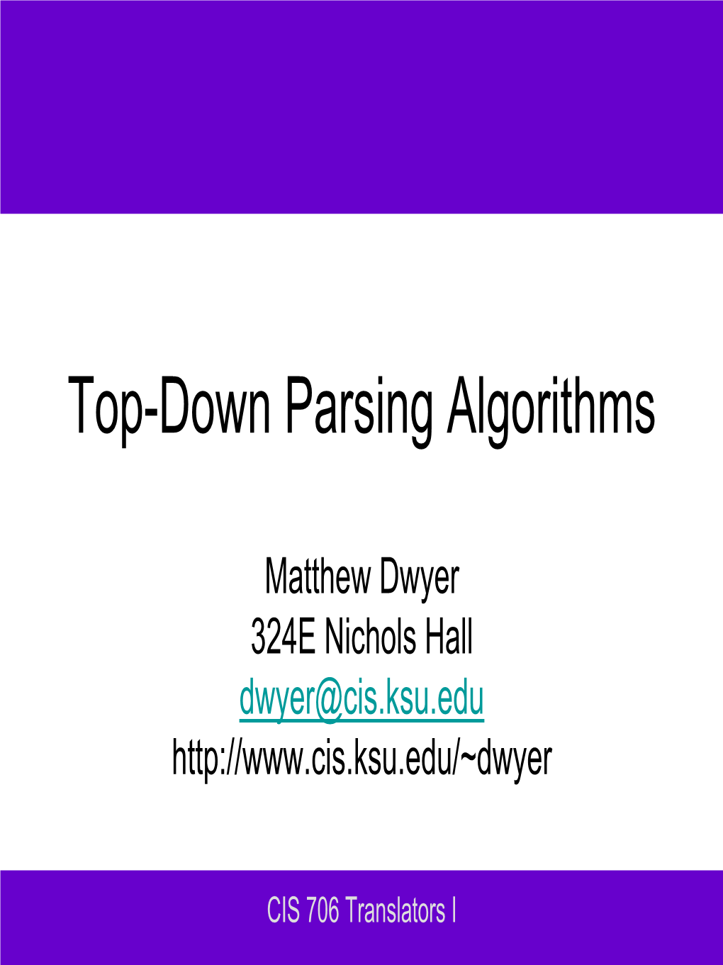 Top-Down Parsing Algorithms