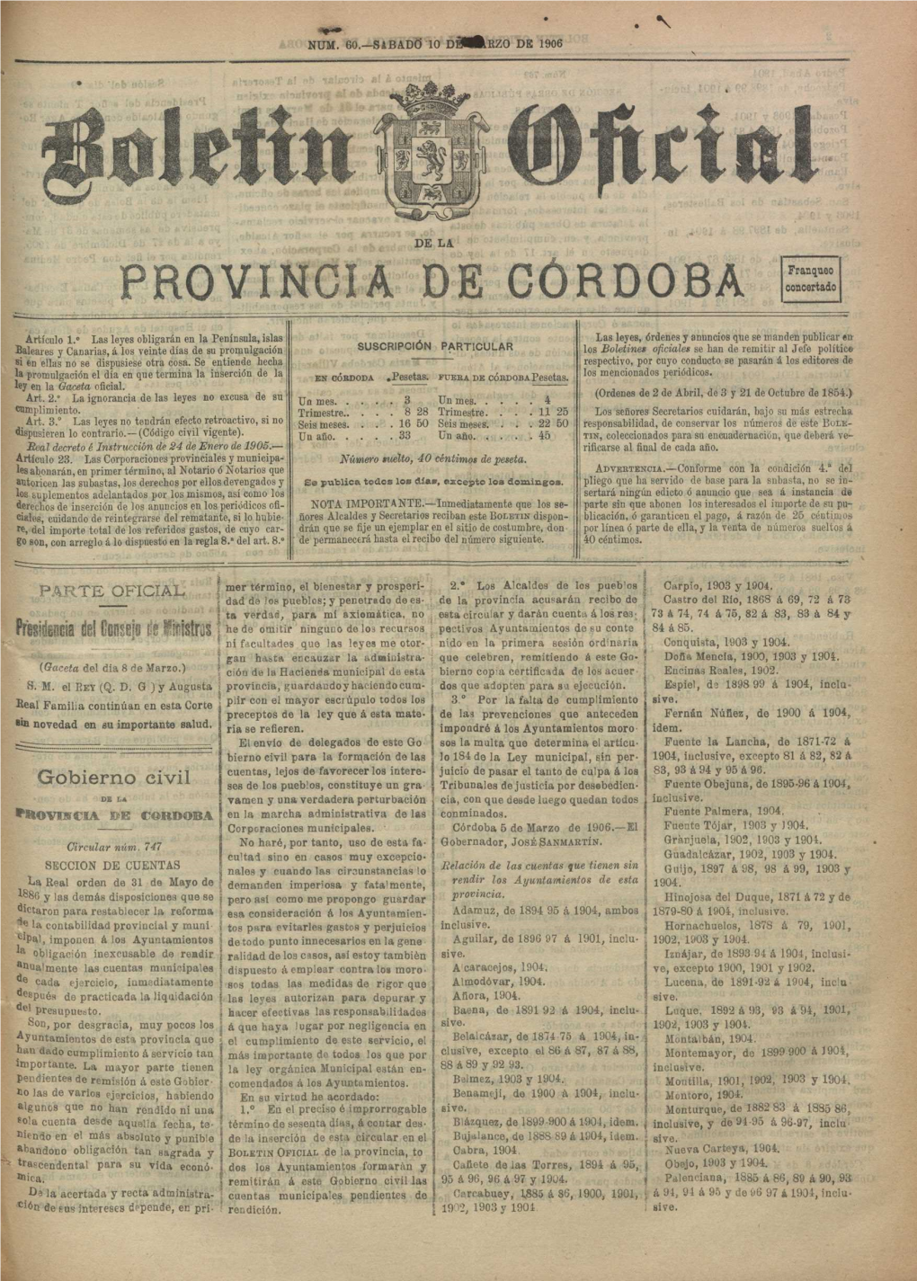 Pr^^^^^^^^A ^^1 ^A^P^^^ ^^^ ^^^I^Tr^^ É ^ Ni F^^.C^;Ltades Qta© Ias Leyes Me Otor- Nido Eu La Primera Seaión Ord^Naria Conqui3ta , 1^^03 Y 1904