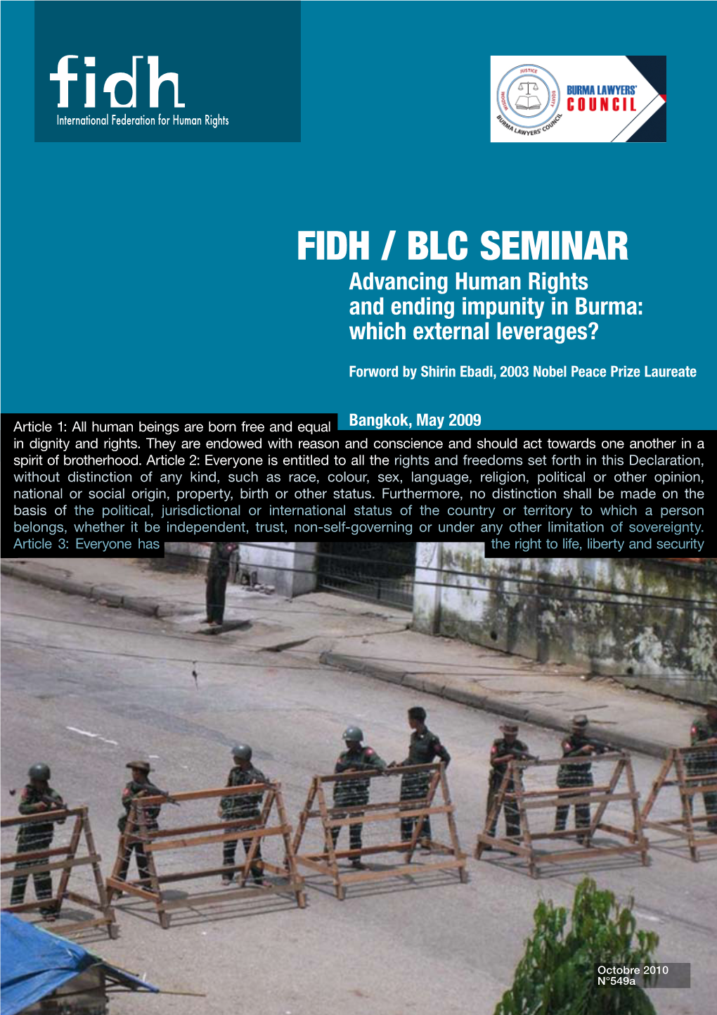 FIDH / BLC Seminar Advancing Human Rights and Ending Impunity in Burma: Which External Leverages?