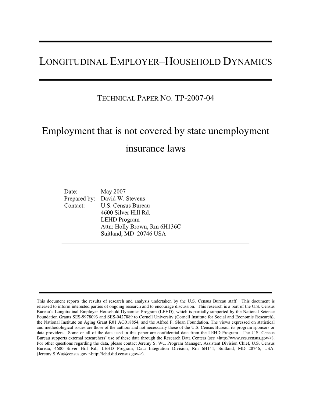 Employment That Is Not Covered by State Unemployment Insurance Laws