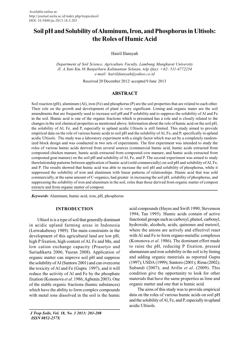 Soil Ph and Solubility of Aluminum, Iron, and Phosphorus in Ultisols: the Roles of Humic Acid