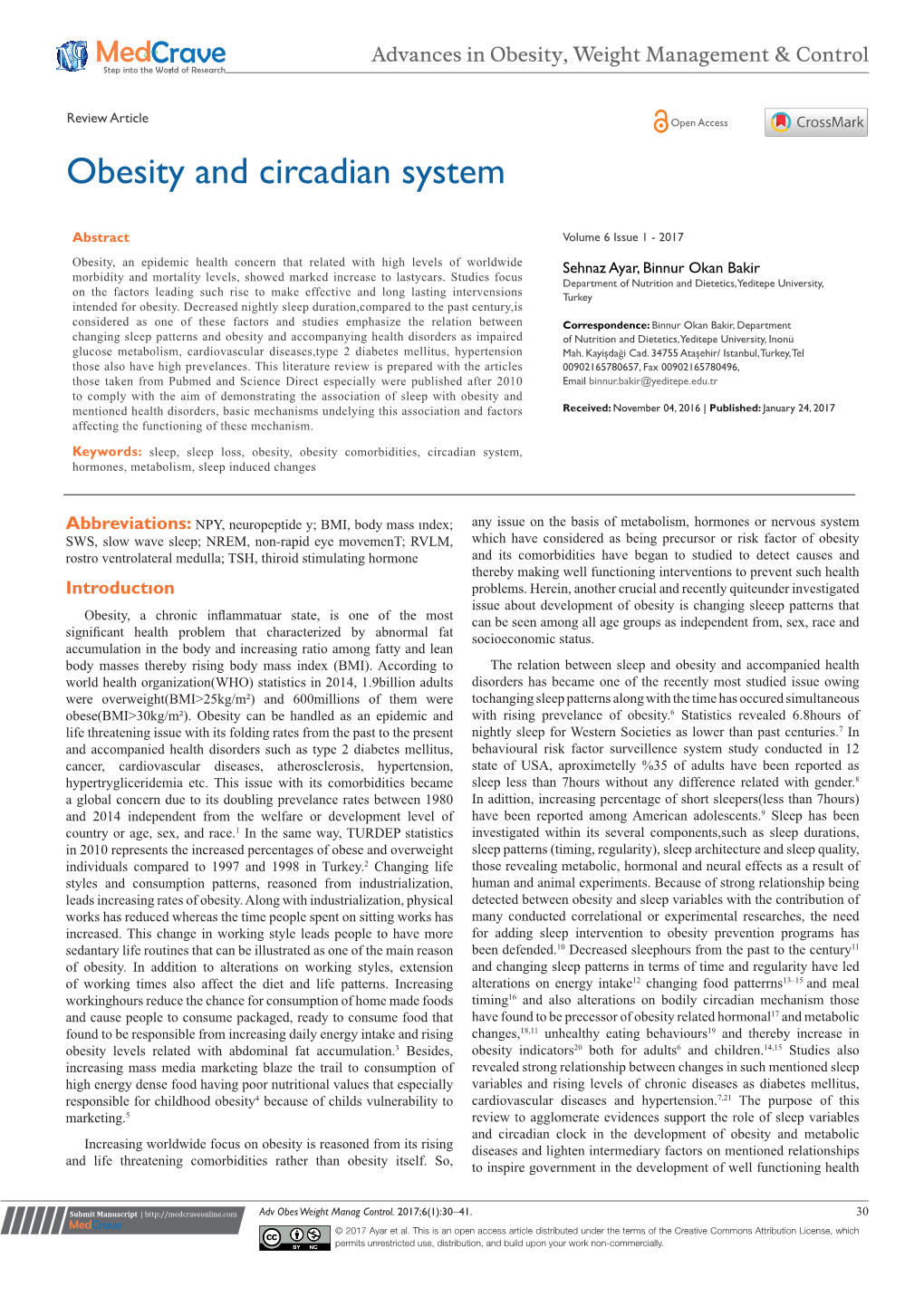 Obesity and Circadian System