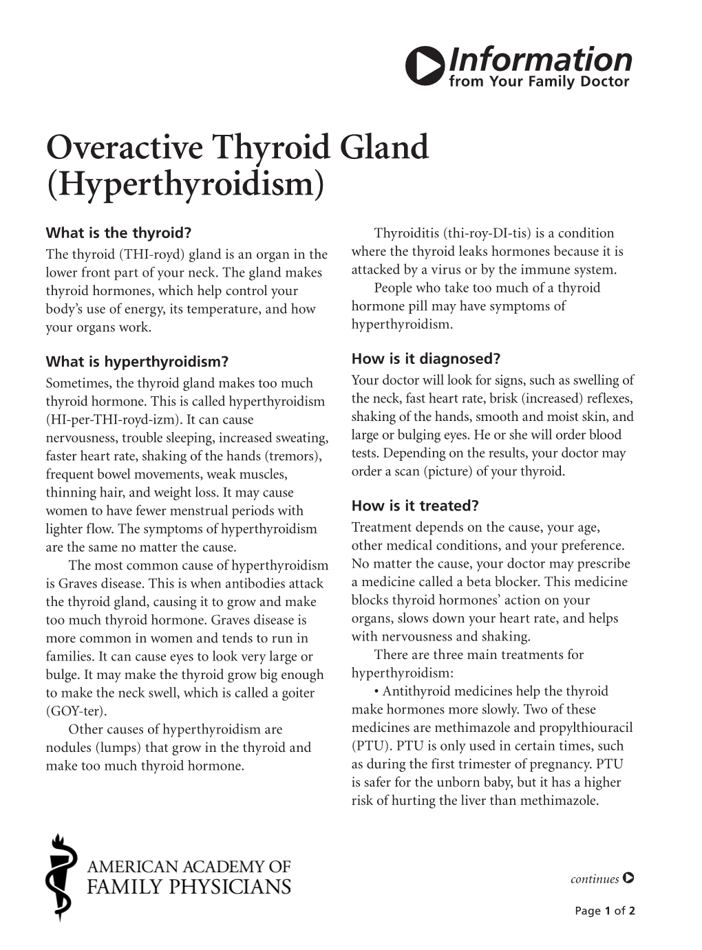 Overactive Thyroid Gland (Hyperthyroidism)